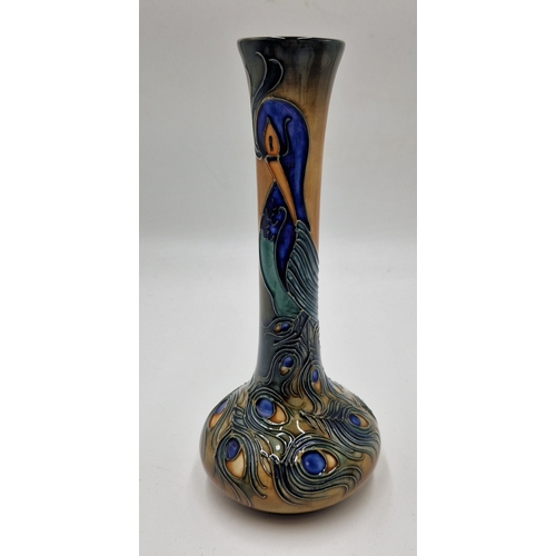 271 - MOORCROFT Large 20cm BUD VASE IN THE PHOENIX BIRD DESIGN c1996 By Designer Nicola Slaney