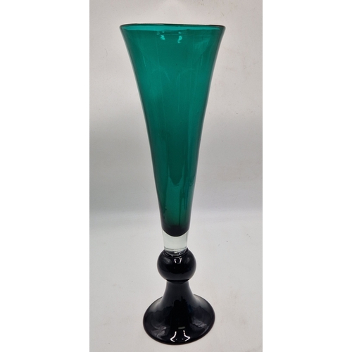 264 - GREEN/BLACK GLASS Extra Large 47cm TRUMPET VASE
(Please Note This Lot WILL NOT BE PACKED OR SHIPPED.... 