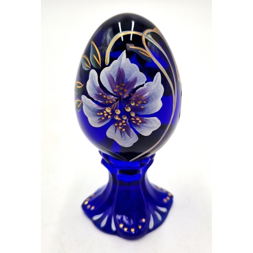1053 - FENTON GLASS Miniature 9.5 cm (Hand Painted) EGG (Limited Edition This One Being No 243) By A.Jackso... 