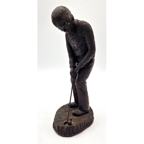 1054 - SHELDON COLD CAST BRONZE Large 24cm CHARACTER  FIGURINE OF A GOLFER