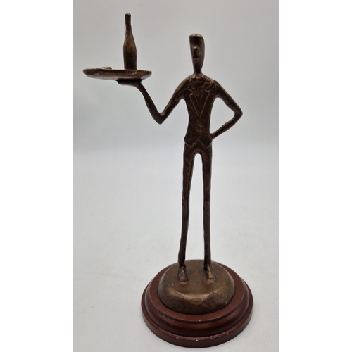 1061 - BRONZE Large 21cm SCULPTURE OF A WINE WAITER