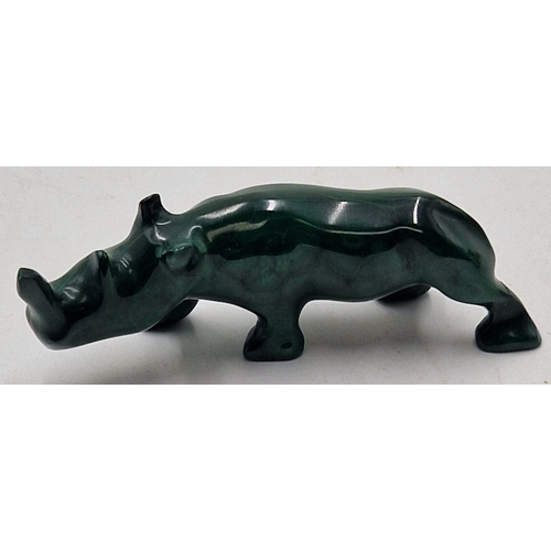 77 - MALACHITE HARDSTONE SCULPTURE OF A RHINO  (Total Weight 19 Grams)