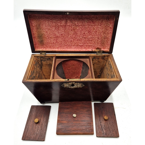 81 - BRASS GEORGIAN SARCOPHAGUS TEA CADDY BOX With KEY And LOCK