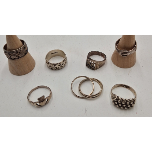 55 - SILVER ORNATE RINGS (Total Weight 29 Grams)