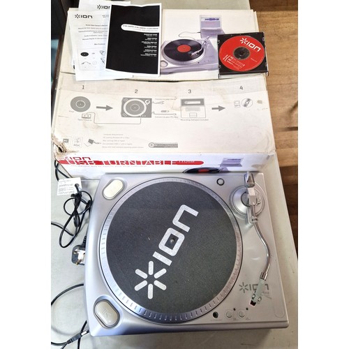 111 - ION USB TURNTABLE . Connect To Your Computer. Instructions CD Etc (Original Box)  (Please Note This ... 