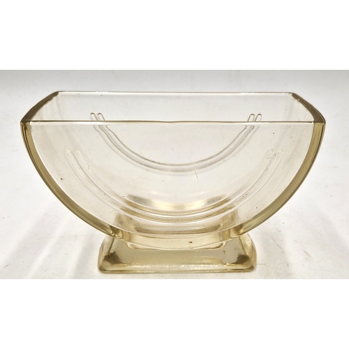 123 - SOWERBY ART DECO HALF MOON GLASS 16cm x 11cm VASE c1930s
(Sowerby Glass, founded in 1760 in Gateshea... 