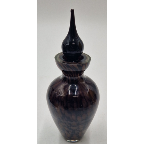 420 - MURANO STYLE BLACK AMETHYST & VENTURINE ART GLASS PERFUME BOTTLE And STOPPER Maybe By V.Nason & Co