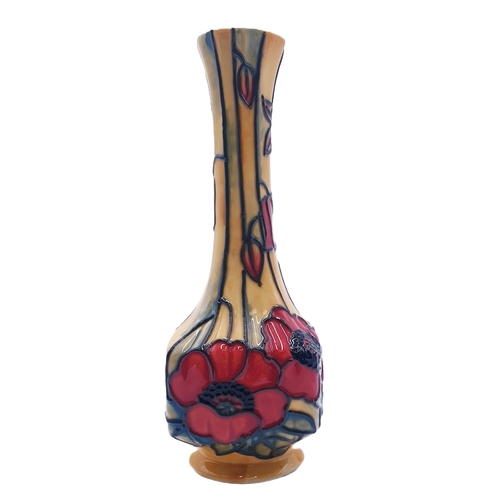 127A - OLD TUPTON WARE TUBELINED 18cm SQUARE BASED BUD VASE IN THE YELLOW POPPY DESIGN (Product Code 1691) ... 
