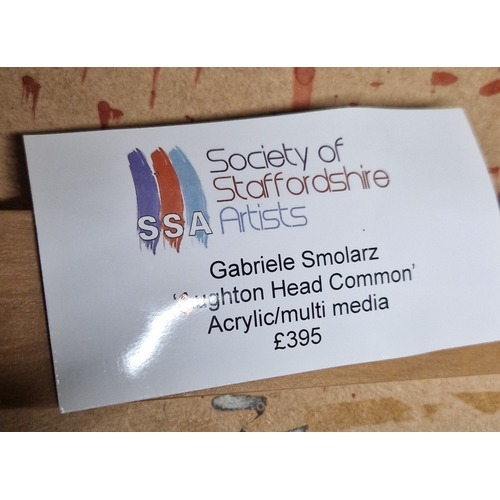 170 - FRAMED Extra Large 88cm x 39cm ORIGINAL ACRYLIC/MULTIMEDIA PAINTING 