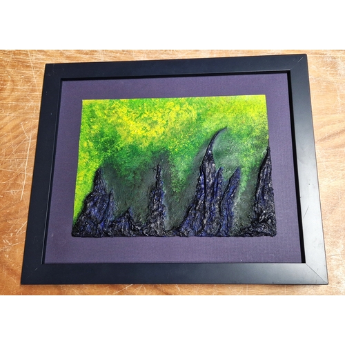 171 - FRAMED Extra Large 49cm x 40cm ORIGINAL ACRYLIC/MULTIMEDIA PAINTING 