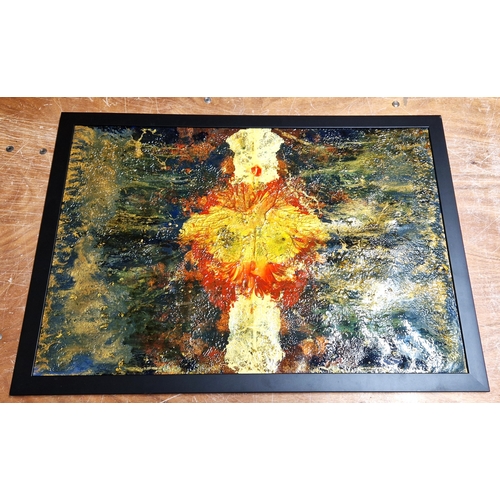 177 - FRAMED Extra Large 77cm x 54cm ORIGINAL ACRYLIC/MULTIMEDIA PAINTING 