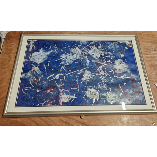 179 - FRAMED Extra Large 60cm x 85cm ORIGINAL ACRYLIC/MULTIMEDIA PAINTING 