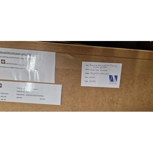 180 - FRAMED Extra Large 94cm x 71cm ORIGINAL ACRYLIC/MULTIMEDIA PAINTING 