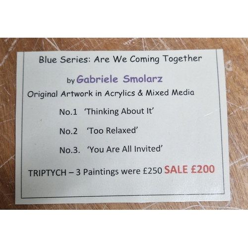 182 - FRAMED Extra Large 32cm x 32cm ORIGINAL ACRYLIC/MULTIMEDIA PAINTINGS (3) (No One) 