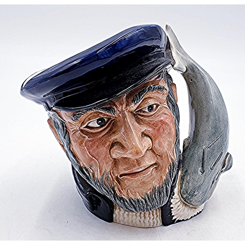 195 - ROYAL DOULTON Large 17cm CHARACTER JUG 'CAPT AHAB' (Handle: A Grey Whale) D6500 1959/84 Designed By ... 