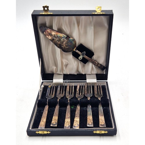 199 - SILVER PLATED CAKE FORKS & SLICER SET (Original Box)