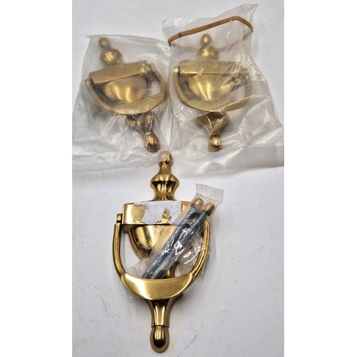 200 - BRASS DOOR KNOCKERS (3) (With Fittings) (As New)