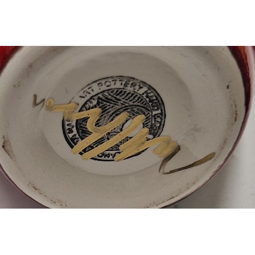 222 - ANITA HARRIS ART POTTERY Large 19cm TRIANGULAR VASE IN THE SCREAM DESIGN FROM THE HALLOWEEN COLLECTI... 