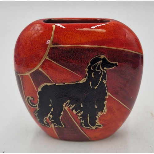 223 - ANITA HARRIS ART POTTERY 12.5cm DECO DOG PURSE VASE 