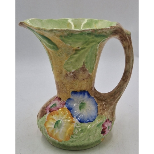 704 - JAMES KENT (Fenton , Stoke On Trent) (Hand Painted) POPPY FLORAL MAJOLICA STYLE ART DECO 18cm JUG/PI... 
