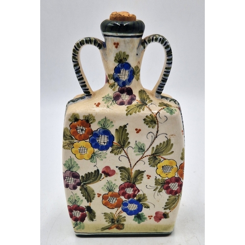 303 - LUX MARMACA CERAMIC (Mid Century) (Hand Painted) TWIN HANDLED 19cm DECANTER FEATURING CREAM-COLOURED... 