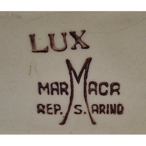 303 - LUX MARMACA CERAMIC (Mid Century) (Hand Painted) TWIN HANDLED 19cm DECANTER FEATURING CREAM-COLOURED... 