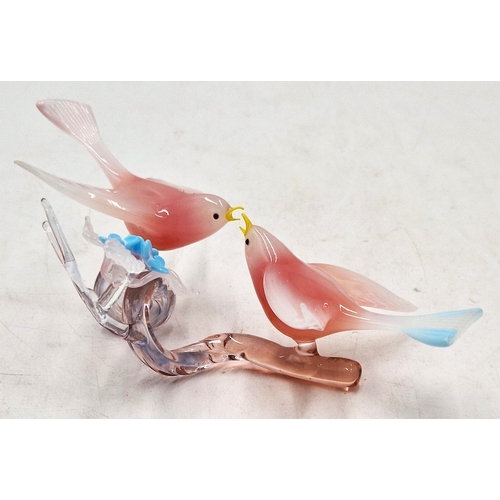 272 - MURANO GLASS 15cm MODEL OF TWO BIRDS OF PARADISE ON A BRANCH