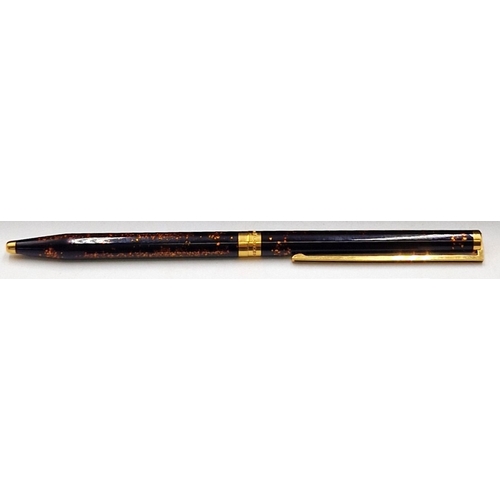 274 - S.T.DUPONT PLAQUE DE CHINE BLACK,WITH GOLD DUST DE CHINE DECORATION BALLPOINT PEN IN THE JAPANESE MA... 
