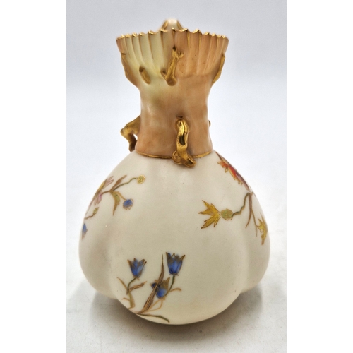 277 - ROYAL WORCESTER 11.5 cm BLUSH IVORY (Late 19th Century) EWER/PITCHER FEATURING (Hand Painted) F;ORAL... 