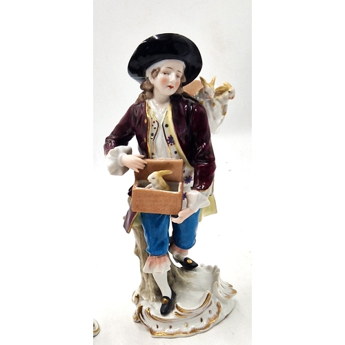 279 - CHELSEA/EDME SAMSON PORCELAIN Large 23cm FIGURINES (2) DANDY With RABBIT IN BASKET And LADY With GOO... 