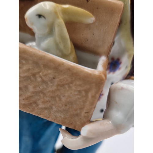 279 - CHELSEA/EDME SAMSON PORCELAIN Large 23cm FIGURINES (2) DANDY With RABBIT IN BASKET And LADY With GOO... 