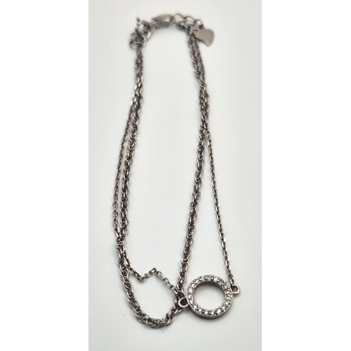 265 - SILVER (925) BRACELET With STONE SET CIRCLE (Total Weight 1.9 Grams)