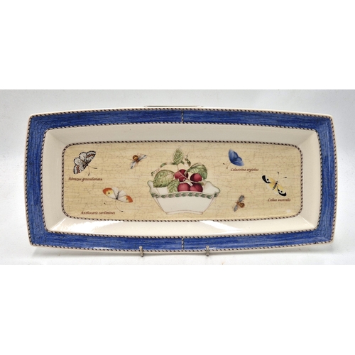 261 - WEDGWOOD CHINA Extra Large 36cm x 17cm TRAY IN THE SARAH'S GARDEN (Blue) DESIGN