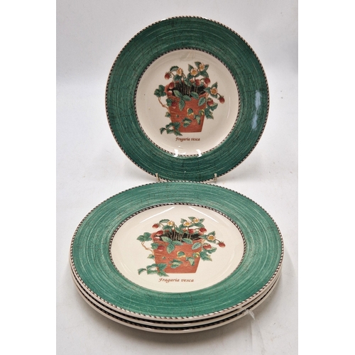 263 - WEDGWOOD CHINA 20cm Dia PLATES (4) IN THE SARAH'S GARDEN (Green) DESIGN