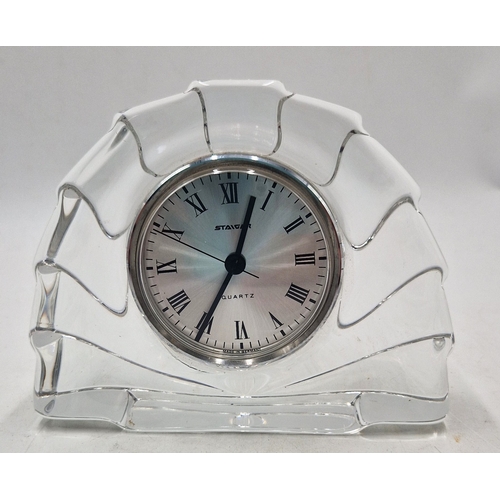 293 - GLASS ART DECO 15cm x 12cm MANTLE/DESK CLOCK