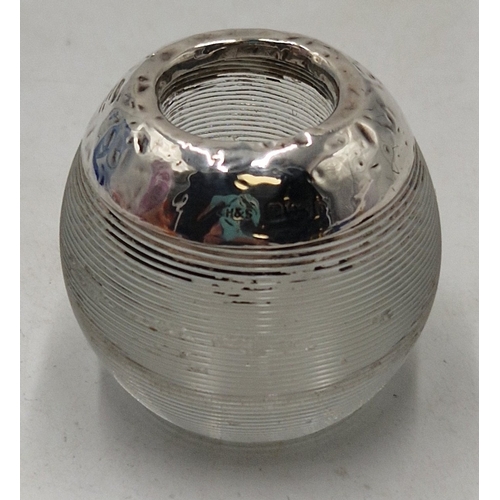 239 - SILVER & GLASS Small 4cm  MATCHHOLDER / STRIKER (Hallmarked For Birmingham 1901)