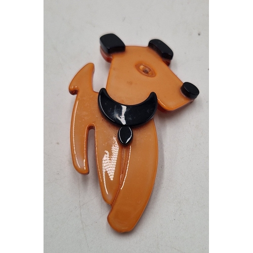 244 - CELULOIDE ART DECO DOG BROOCH (Boxed)