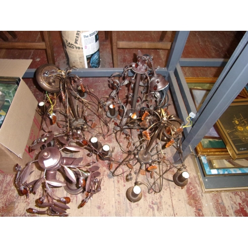 190 - Four copper effect light fittings