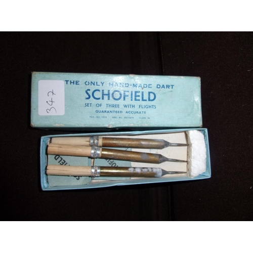 347 - A boxed set of vintage Schofield darts