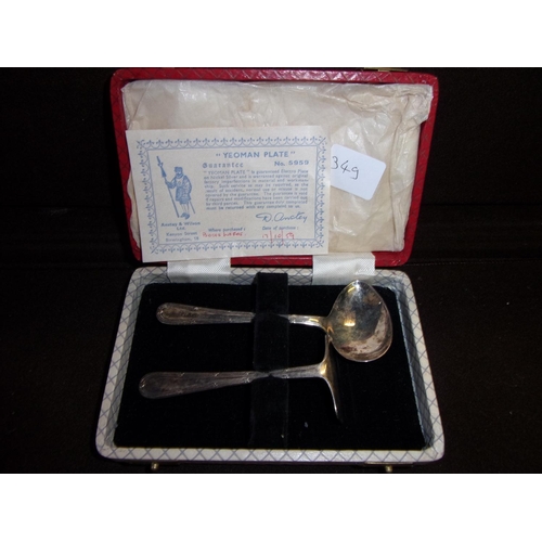 349 - A Yeoman Silver plated boxed Christening set