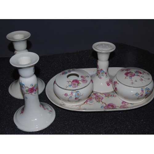 55 - A pretty Crown Devon dressing table set