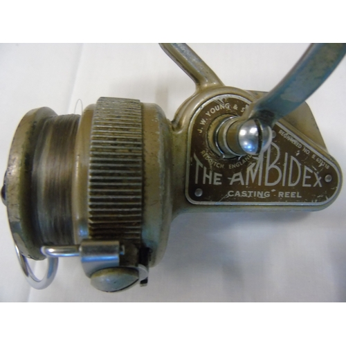 89 - A vintage J W Young Ambidex casting reel.