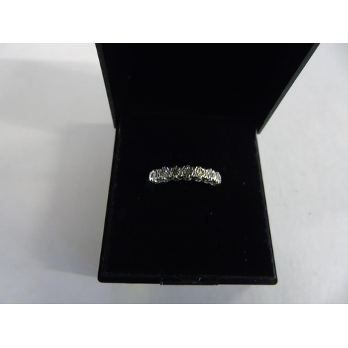 128 - A 9ct gold & diamond half eternity ring size N 1/2