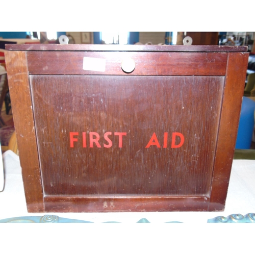 8 - A vintage wooden first aid cabinet