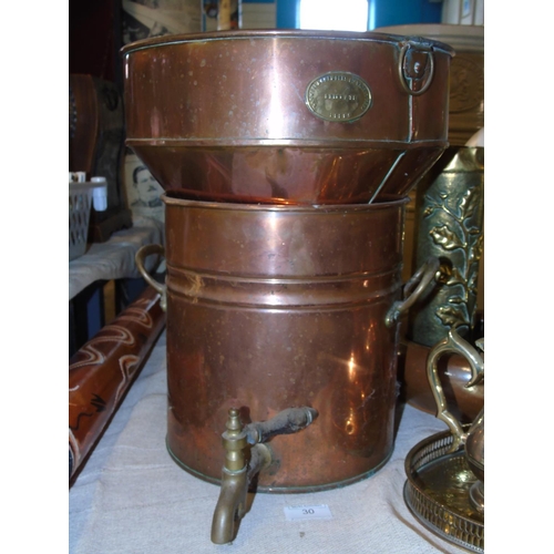 22 - Two pieces of antique copper brewriana by Gaskell & Chambers barfitters of Briggate Leeds