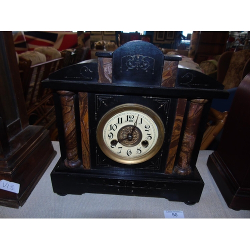 21 - A quality H.A.C. fourteen day strike mantel clock in GWO