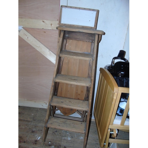 65 - A pair of vintage pine steps & a pine ironing board