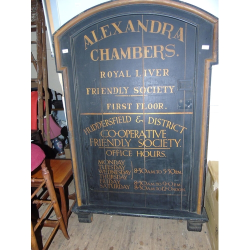 68 - A large hand made antique wooden sign for Alexandra Chambers CO-Operative society Huddersfield