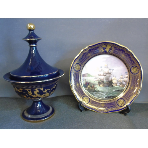 419 - A Spode collectors plate & a covered Italian ceramic jar