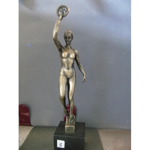 442 - An early late 1930's re-production of the oringinal silver art deco style figure called Victory made... 